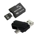 Adaptador 4x1 Multilaser Dual Otg 8GB Pen Drive+Cartão Micro SD+Cartão de Memória SD Classe 4
