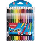 Kit Maped 15 Lapis Color+12 Canetas Hidrocor Colorpeps