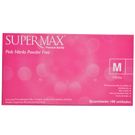 Luva Supermax Nitrilica sem Pó Tamanho M Rosa 100 Unidades