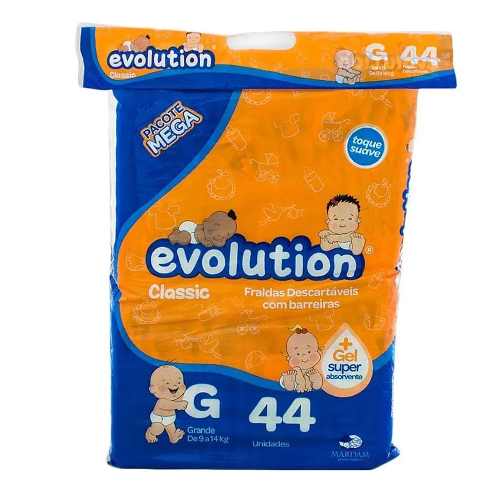 FRALDA DRY EVOLUTION MEGA G 44UN - Fralda Infantil Dry Evolution