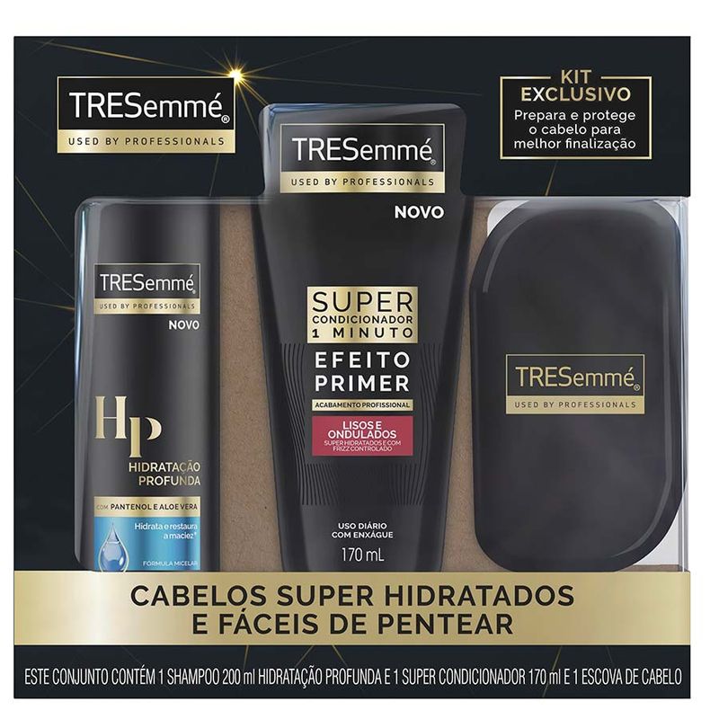 Shampoo-TRESemme-Hidratacao-Profunda-200ml-Super-Condicionador-TRESemme-Lisos-e-Ondulados-170ml-Escova-de-Cabelo