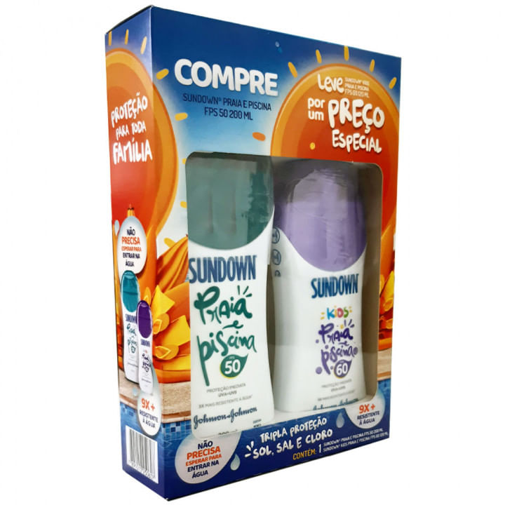 Protetor-Solar-Sundown-FPS50-200ml-Protetor-Solar-Kids-FPS60-120ml