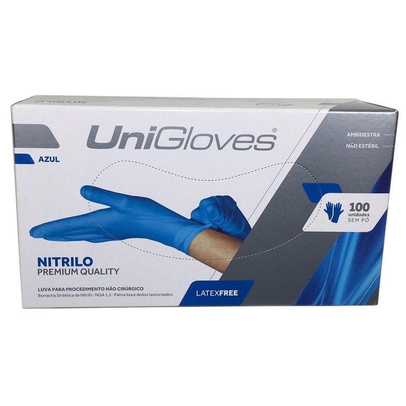 Luva-Nitrilica-Unigloves-PP-Azul-sem-Po-100-Unidades