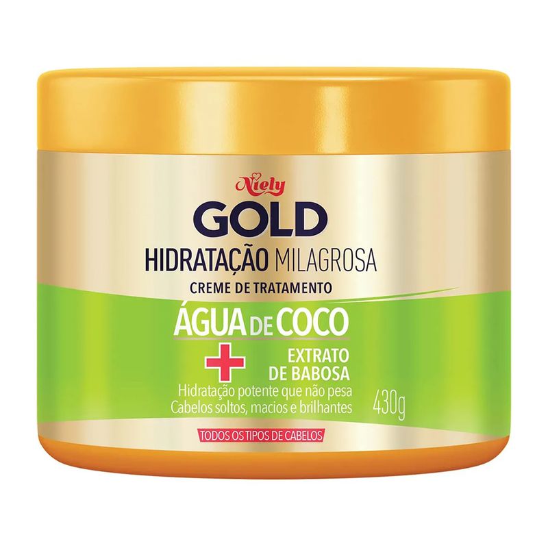 Creme-de-Tratamento-Niely-Gold-Hidratacao-Milagrosa-Agua-de-Coco-430g