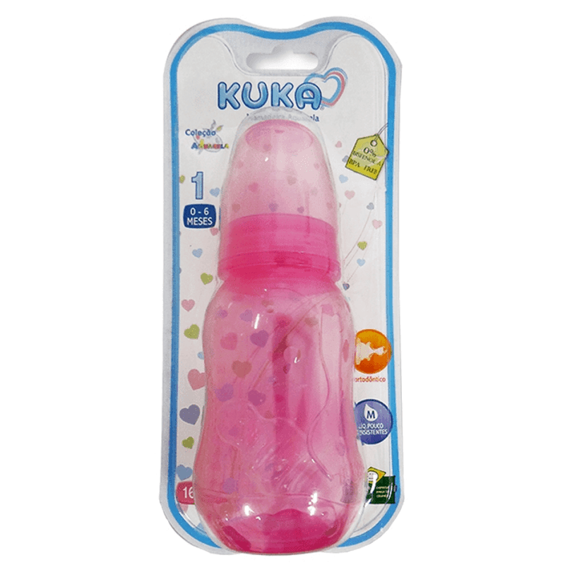 Mamadeira-Kuka-Bico-Ortodontico-Aquarela-Rosa-160ml