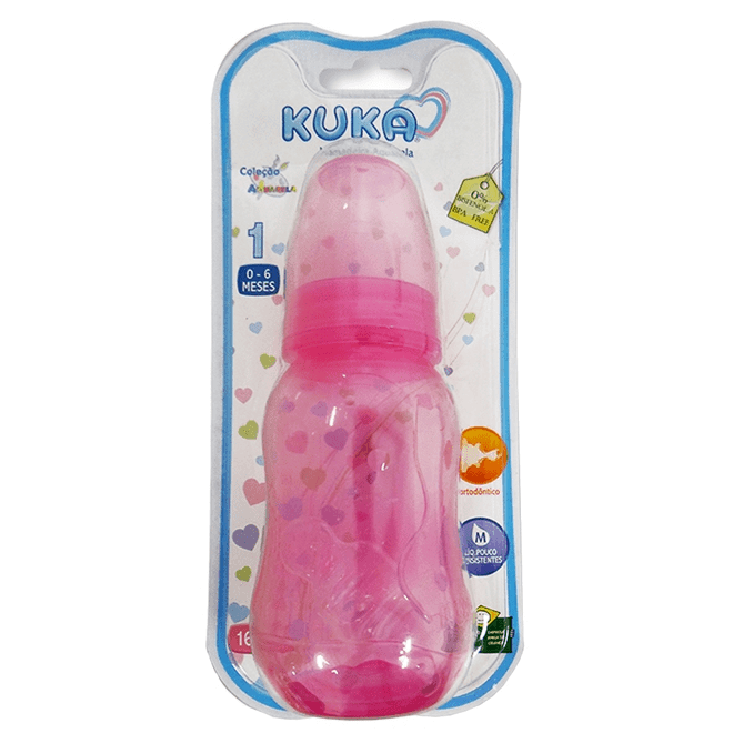 Mamadeira-Kuka-Bico-Ortodontico-Aquarela-Rosa-160ml
