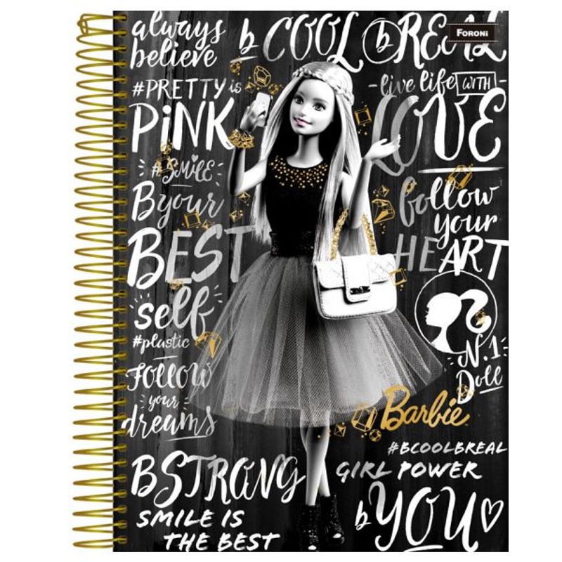 Caderno-Foroni-1-Materia-Universitario-Capa-Dura-Barbie-Glamour