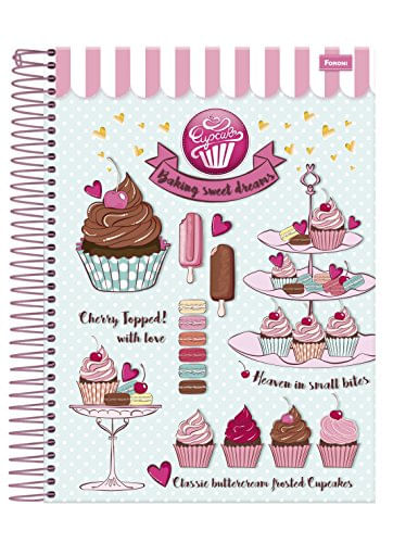 Caderno-Foroni-10-Materias-Universitario-Capa-Dura-Cupcake