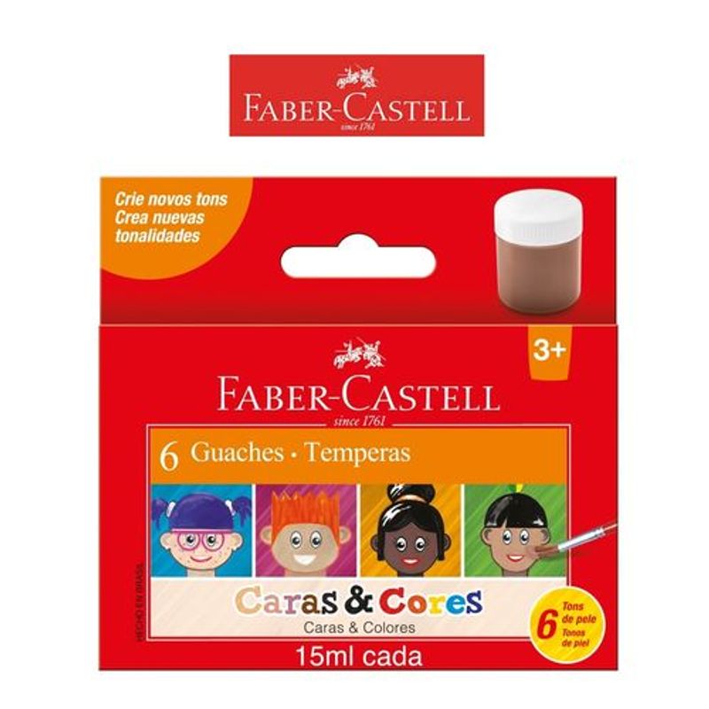 Tinta-Guache-Faber-Castell-15ml-Caras---Cores-6-Cores