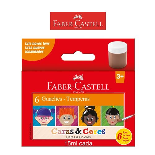 Tinta-Guache-Faber-Castell-15ml-Caras---Cores-6-Cores