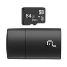Adaptador 2x1 Multilaser 64GB Cartão Micro SD+Cartão SD Clasee 10+Pendrive