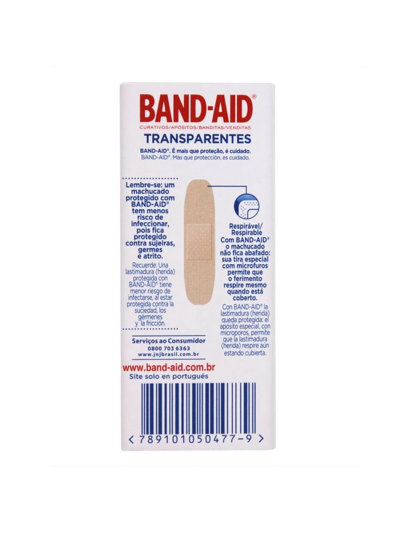 Curativos Band Aid Transparente 10 Unidades