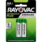 Pilha Rayovac Recarregável Plus AA 2 Unidades