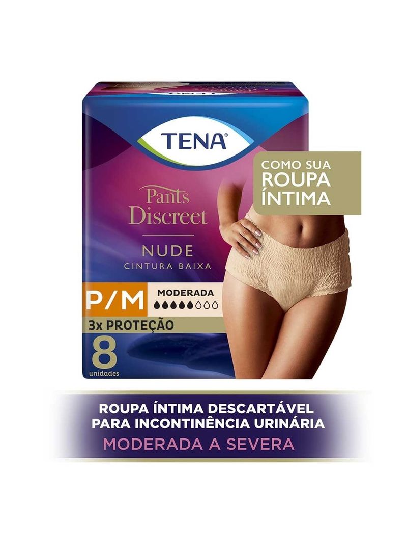 Roupa Íntima Tena Pants Discreet Nude Tamanho P/M 8 Unidades