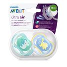 Chupeta Philips Avent Ultra Air Azul Decorada +18 Meses 2 Unidades