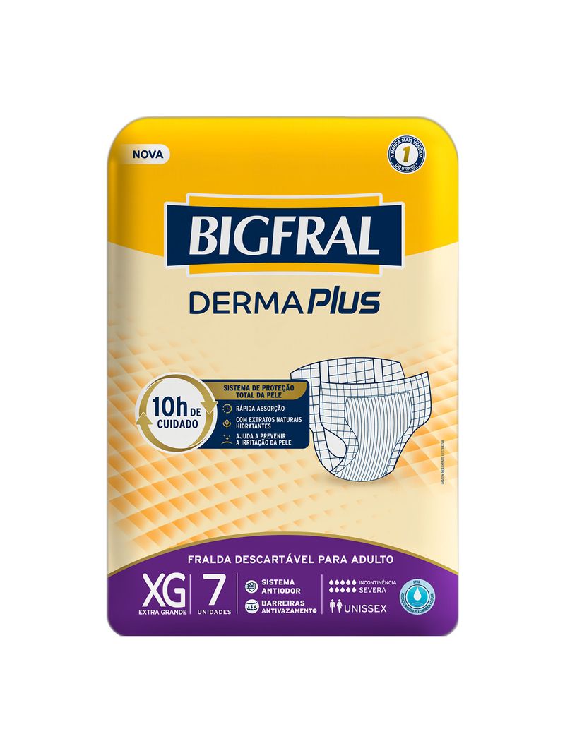 Fralda Geriátrica Bigfral Derma Plus Regular XG 7 un.