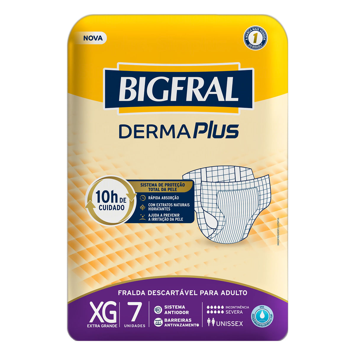 Fralda Geriátrica Bigfral Derma Plus Regular XG 7 un.