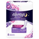 Absorvente Always Discreet Noturno Incontinência Urinária sem Aba 8 Unidades
