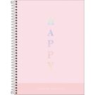 Caderno Tilibra Capa Dura Colegial Espiral 10 Matérias Happy Rosa 160 Folhas