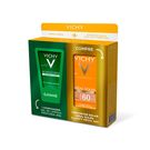 Protetor Solar Vichy Ideal Soleil Clarify FPS60 Média 40g + Gel de Limpeza Profunda Vichy Normaderm 40g