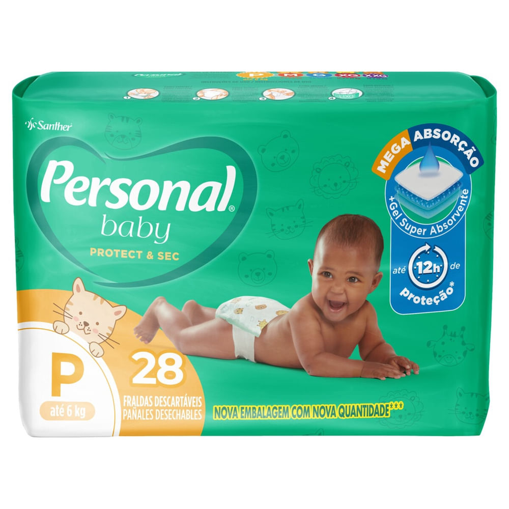 Fralda Personal Baby Protect & Sec P 28 Unidades