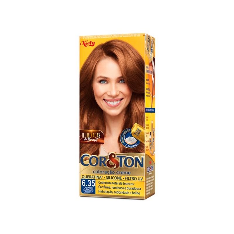 Tintura-Creme-Cor-Ton-6.35-Castanho-Iluminado-Caramelo