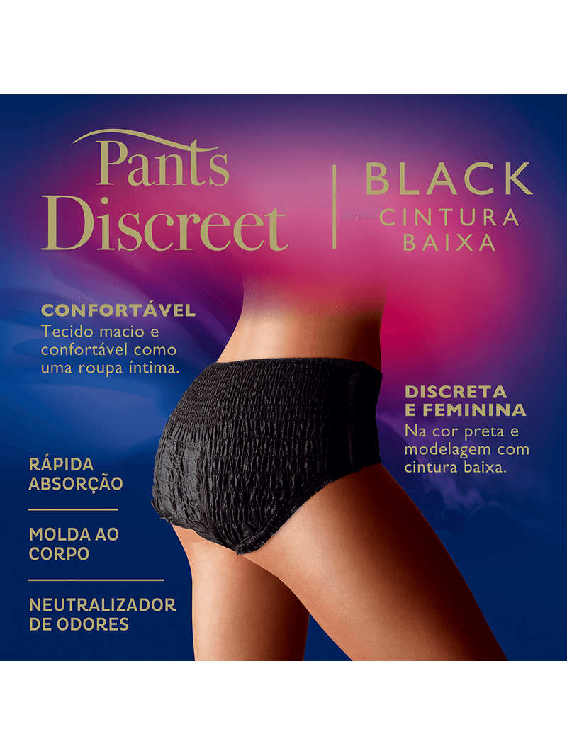 Roupa Íntima Descartável Tena Pants Discreet Black P/M Pacote Com