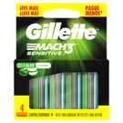 Carga para Aparelho de Barbear Gillette Mach3 Sensitive 4 Unidades