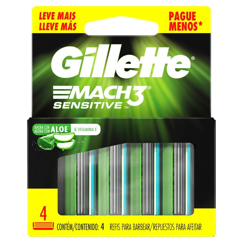 Carga-para-Aparelho-de-Barbear-Gillette-Mach3-Sensitive-4-Unidades