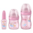 Kit Mamadeiras Lillo Evolution Primeiros Passos Rosa 50ml+120ml+260ml