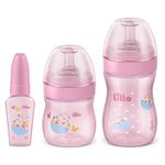 Kit-Mamadeiras-Lillo-Evolution-Primeiros-Passos-Rosa-50ml-120ml-260ml