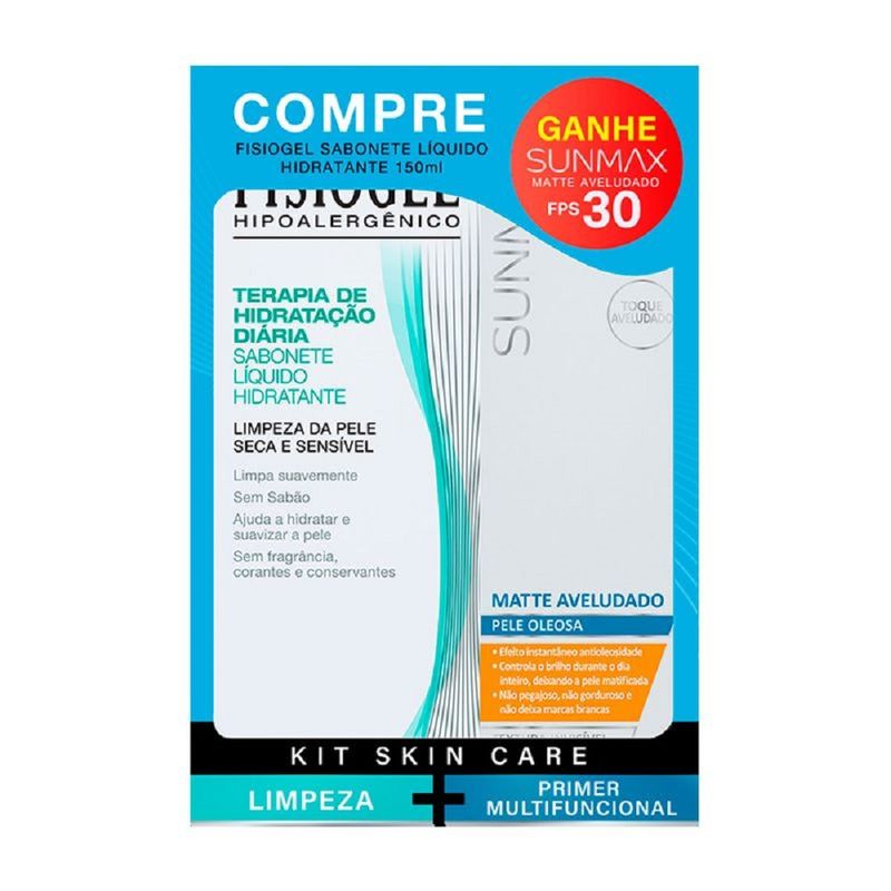Fisiogel-Sabonete-Liquido-150ml-Sunmax-Matte-Aveludado-FPS30-50g