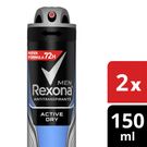 Desodorante Antitranspirante Aerosol Masculino Rexona Active Dry 72 Horas 150ml 2 Unidades