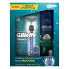 Kit Aparelho de Barbear Gillette Mach3 Acqua Regular com 3 Cargas + Espuma de Barbear Sensitive 56g