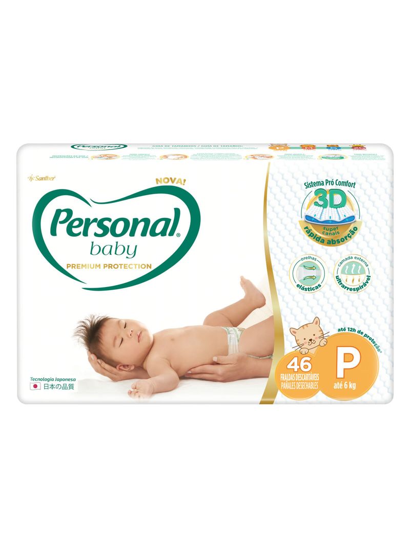 Fralda Descartável Personal Baby Premium Protection 3D P 46 Unidades