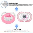 Chupeta Lolly Star Silicone Dia e Noite T2 Brilha no Escuro Rosa 2 Unidades