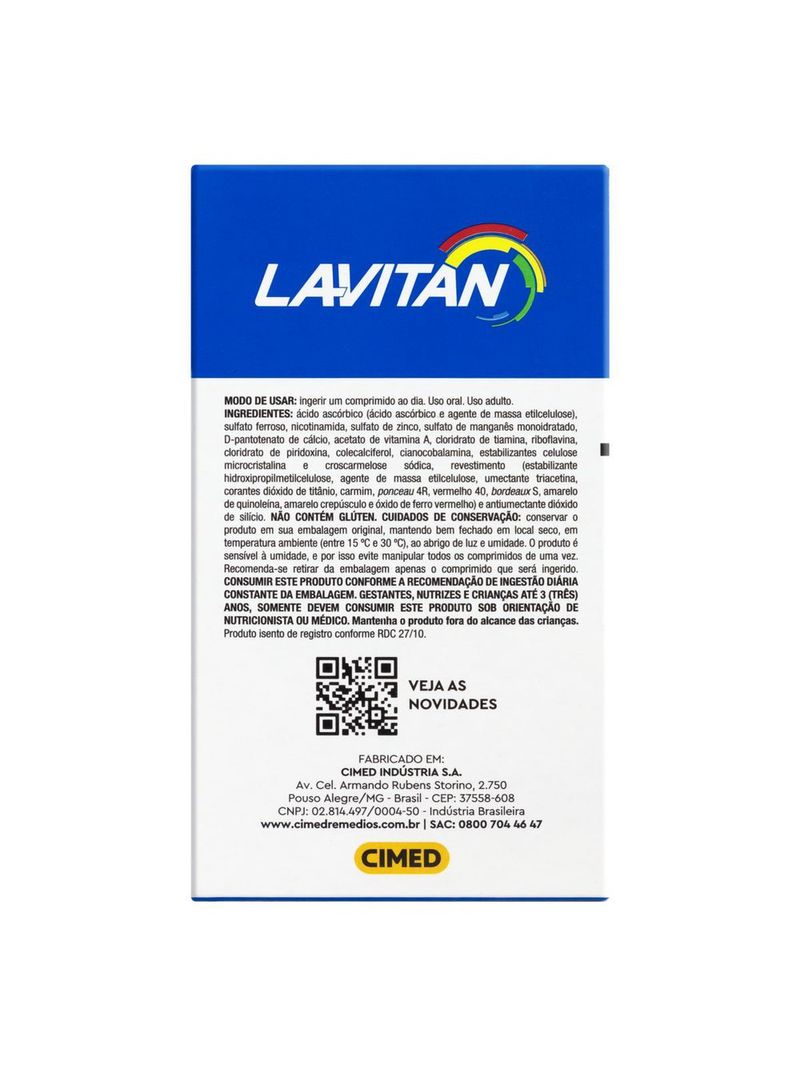 Suplemento Vitamínico-mineral Lavitan A-z Original 60 Comprimidos