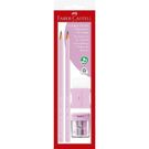 Lápis Faber Castell 2 Unidades+Apontador e Borracha Rosa