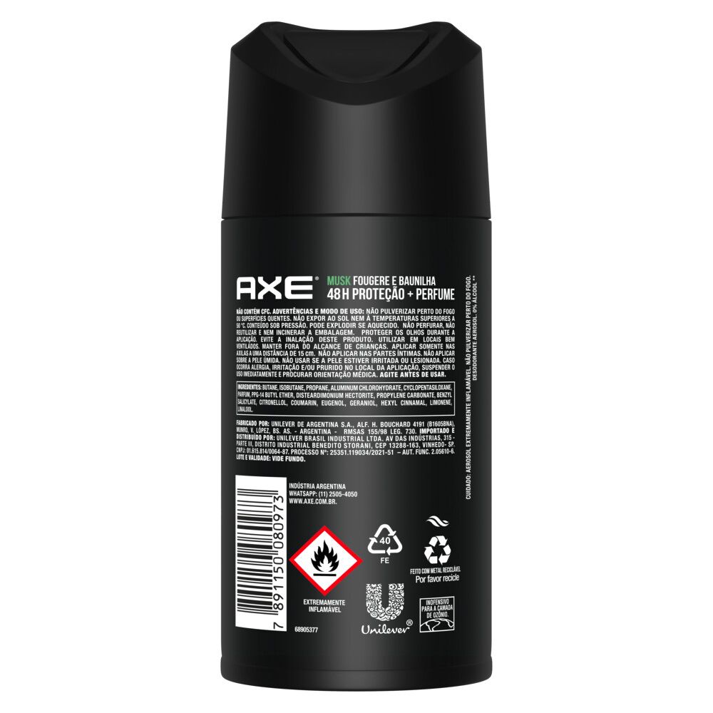 Antitranspirante Aerosol Axe Musk 152 Ml