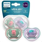 Chupeta Philips Avent Ultra Air Gato e Urso 6 a 18 meses com 2 unidades