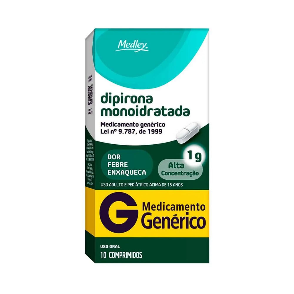 Dipirona Monoidratada 1g 10 Comprimidos