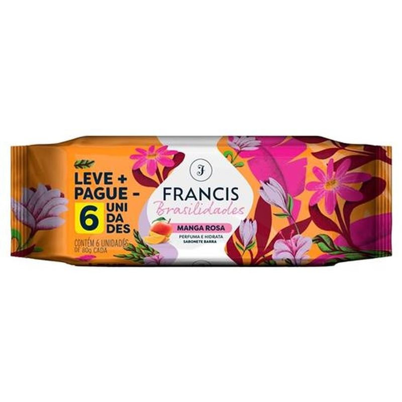 Sabonete Francis Brasilidades Manga Rosa 80g 6 Unidades