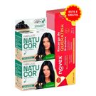 Tinta de Cabelo Natucor 1.7 Preto Azulado Com 2 Unidades 12g Cada + Recarga de Queratina 80g