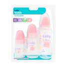 Kit Lolly Mamadeira Oceano Rosa 3 Unidades 70ml/160ml/250ml