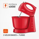 Batedeira Mondial Prática 3,6L 3 Velocidades B-44 400W Vermelha 110V