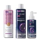 KiT Shampoo Antiqueda Clear Derma Solutions Masculino 300ml + Tônico Antiqueda Clear 100ml + Shampoo Antiqueda Clear Feminino 300ml