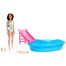 Barbie Piscina Com Boneca Maiô Verde Mattel