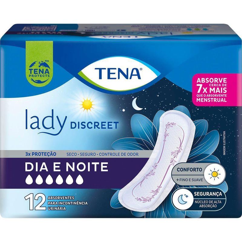 7896770981747-AbsorventeparaIncontinenciaUrinariaTenaLadyDiscreetDiaeNoite12Unidades-1-jpg