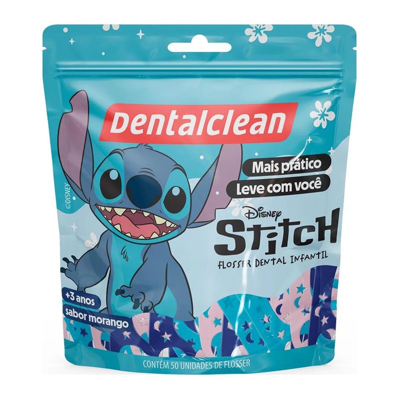 fio-dental-infantil-dentalclean-disney-stitch-sabor-morango-50-unidades