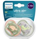 Chupeta Philips Avent Ultra Air 6 a 18 Meses Verde/cinza 2 Unidades